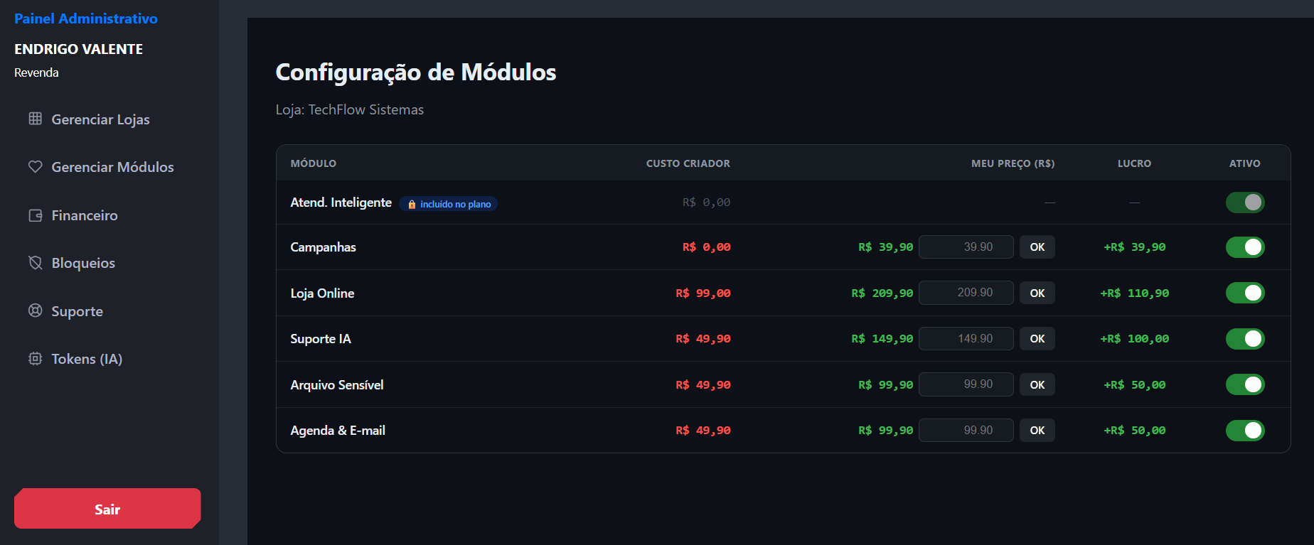 Configuração de Módulos Específicos